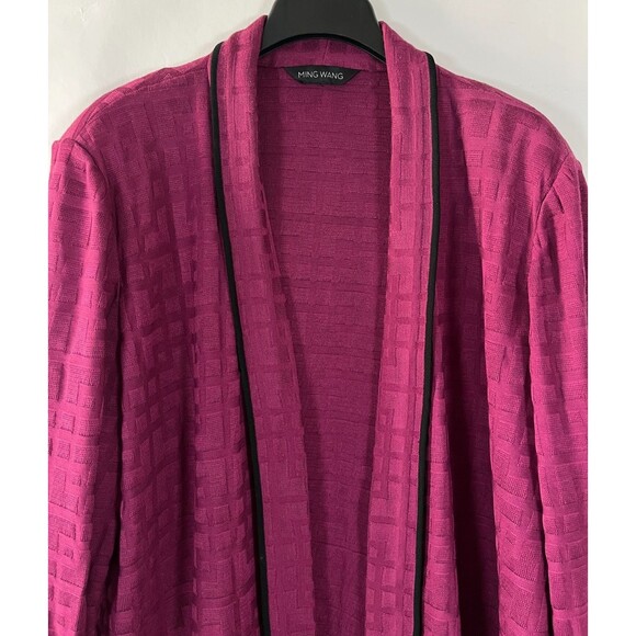 Ming Wang Cardigan Size 2X Mulberry Purple Black Funky Artsy Abstract Colorful - Picture 2 of 8